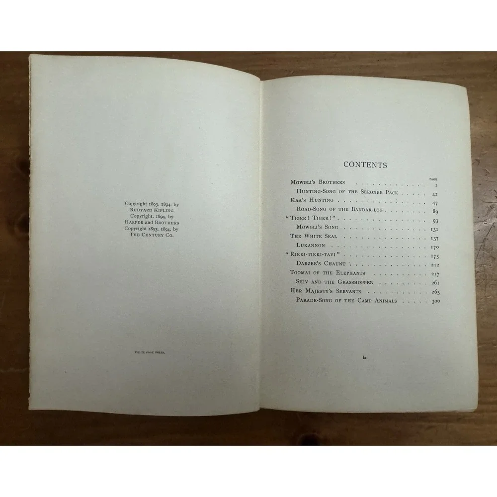 The JUNGLE Book by RUDYARD KIPLING 1894 Print 1st Edition Children's Collectible